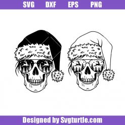 2 file Skull Christmas Svg, Santa Skull Svg, Skull Christmas Svg