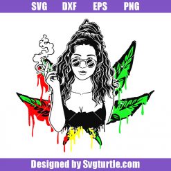 Afro Girl Smoking Weed Svg, Dope Girl Smoking Joint Svg, Cannabis Svg