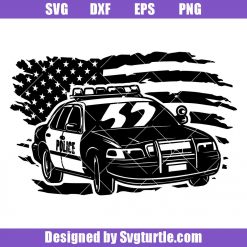 American Flag Police Car Svg, USA Police Svg, Police Patrol Svg