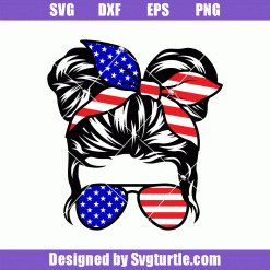 American Flag Mom Bun Svg, Fourth Of July Gift, American Svg, Patriotic Svg, USA Svg, American Flag Patriotic Svg, Patriotic Day Svg, Independence Day svg, Cut File, File For Cricut & Silhouette