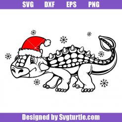 Ankylosaurs Christmas Svg, Dinosaur Santa Hat Svg, Dinosaur Svg
