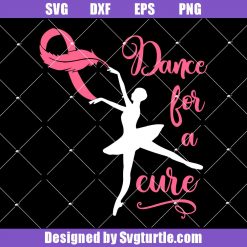Ballerina With Pink Ribbon And Feather Svg, Breast Cancer Dance Svg