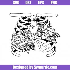 Chest with Flowers Svg, Floral Human Rib Cage Svg, Ribs Flowers Svg