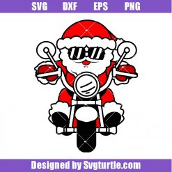 Cool Santa Claus Riding Motorcycle Svg, Cute Funny Christmas Svg