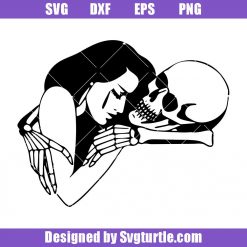 Crying Girl Holding Skeleton Svg, Girl and Skull Skeleton Svg, Tattoo Svg