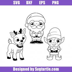 Cute Christmas Bundle Svg, Baby Reindeer Svg, Santa Svg, Baby Elf Svg