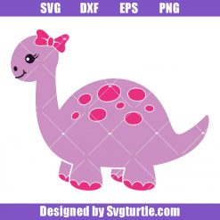 Cute Dinosaur with Bow Svg, Girl Baby Dinosaur Svg, Dinosaur Svg