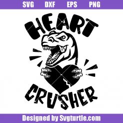 Dinosaur T Rex Heart Valentine's Day Svg, Heart Crusher Svg, Dinosaur Svg