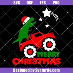 Dinosaur T Rex Christmas Svg, Merry Christmas Monster Truck Svg