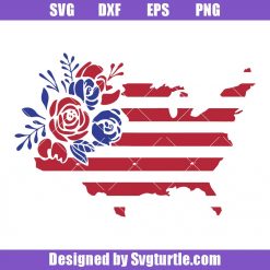 Floral American Flag Svg, America Svg, American Flag Svg, Patriotic Svg