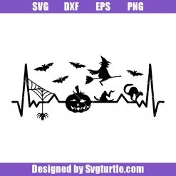 Heartbeat Halloween Funny Svg, Witch Svg, Halloween Funny Svg