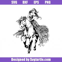 Horse Riding Girl Mandala Svg, Girl on Horseback Svg, Girl and Horse Svg