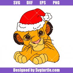 Lion Wearing Santa Claus Hat Svg, Lion Christmas Svg, Lion Svg