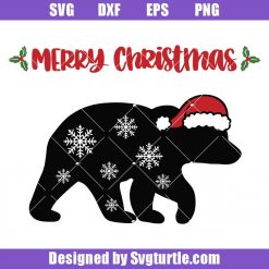 Merry Christmas Bear Svg, Christmas Bear Svg, Santa Bear Svg