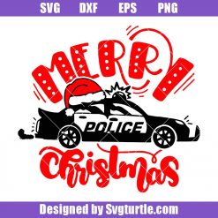 Merry Polimas Svg, Police Car Christmas Cute Svg, Christmas Kids Svg