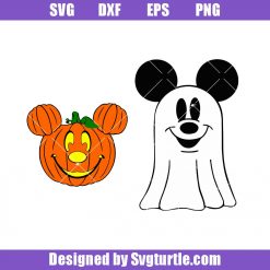 Mickey Mouse Ghost and Pumpkin Lights Svg, Disney Halloween Svg