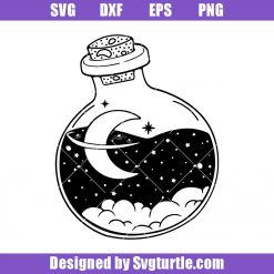 Moon in Bottle Glass Svg, Magic Potion Bottle Svg, Witches Brew Svg