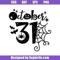 October 31 Calendar Svg, 31 Oct Svg, Bats Spider web Halloween Svg