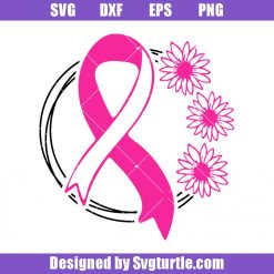 Pink Ribbon with Flowers Svg, Cancer Survivor Svg, Pink Flowers Svg