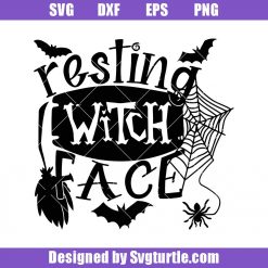 Resting Witch Face Svg, Witch Broom Svg, Witch Mask Svg, Witch Funny Svg