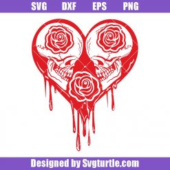Skull Love Svg, Valentine Heart Skeleton Svg, Valentine Rores Svg