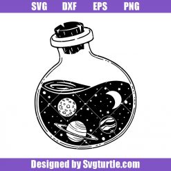 Space in a Bottle Glass Svg, Mystical bottle Svg, Bottle with Planets Svg