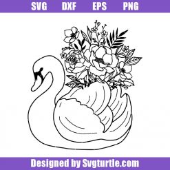 Swan Wildflower Svg, Swan flower bouquet Svg, Swan Flower Svg, Swan Svg