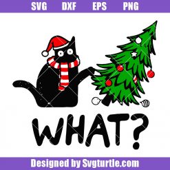 Tree Christmas Black Cat Svg, Black Cat What Svg, Christmas Cat Svg