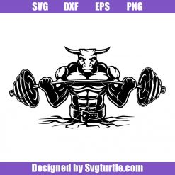 Weightlifter Bull Svg, Weight Lifting Svg, Barbell Svg, Muscular Cow Svg
