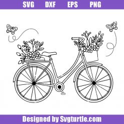 Wild Flowers Bicycle Svg, Floral Bicycle Svg, Bicycle Basket Svg