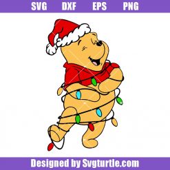Winnie The Pooh Christmas Svg, Christmas Bear Svg, Christmas Lights Svg