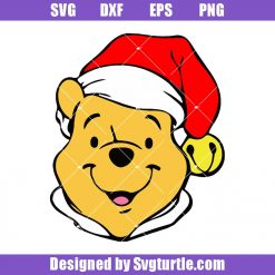 Winnie the Pooh Christmas Svg, Christmas Santa Svg, Santa Head Svg