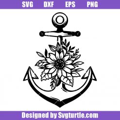 Anchor with Flower Svg, Cruise Svg, Floral Anchor Svg