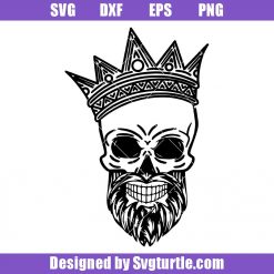 Bearded Skull with Crown Svg, King Skull Svg, Man Skull Svg