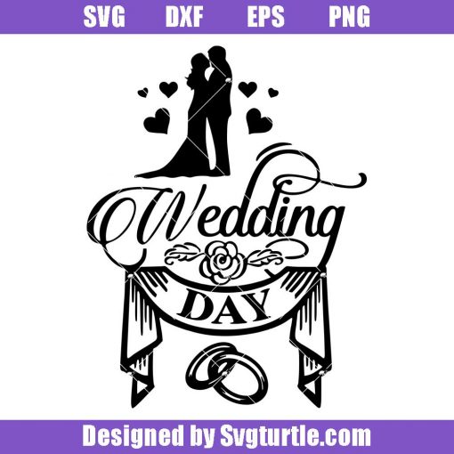 Bride and Groom on Wedding Day Svg