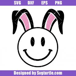 Bunny Retro Smiley Svg, Face Easter Bunny Svg, Bunny Smiley Svg