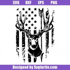 Distressed American Flag Deer Head Svg, Deer Hunting Svg