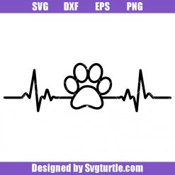 Dog Paw Heartbeat Svg, Dog Paw Svg, Dog's Footprint Svg