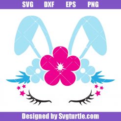 Easter Bunny Flowers Svg, Bunny Face Svg, Cute Bunny Svg