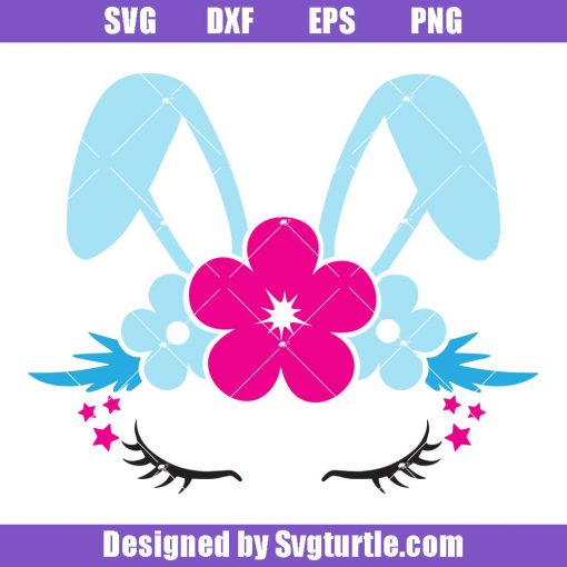 Easter-bunny-flowers-svg,-bunny-face-svg,-cute-bunny-svg