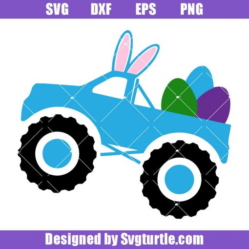 Easter-monster-truck-svg,-boy-egg-hunting-svg,-bunny-truck-svg