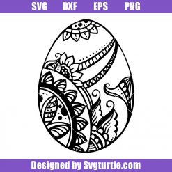 Egg with Flower Svg, Zentangle Egg Svg, Floral Egg Easter Svg
