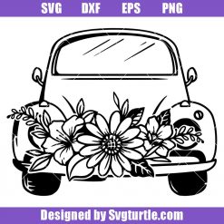 Floral car Svg, Wedding Car Svg, Bride and Groom Svg