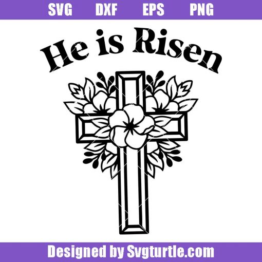 Flower-cross-svg,-christian-svg,-faith-svg,-he-is-risen-svg