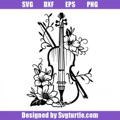 Flower Violin Svg, Music Instrument Svg, Band Logo Svg