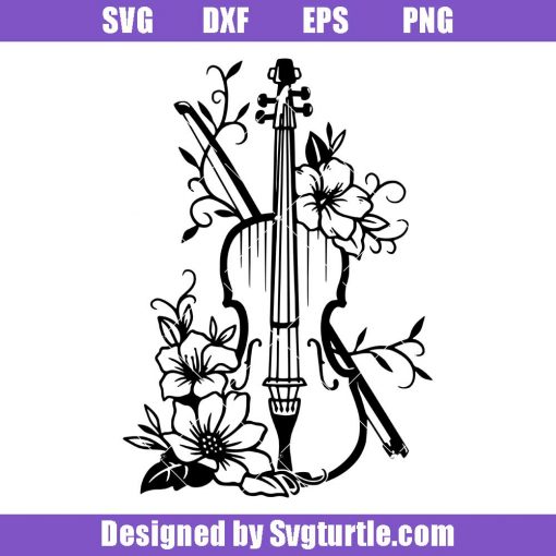 Flower-violin-svg,-music-instrument-svg,-band-logo-svg