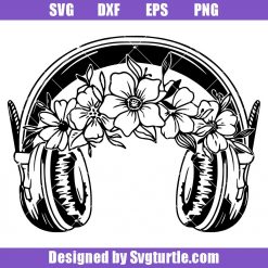 Headphone with Floral Svg, Headphone DJ Svg, Headset Svg