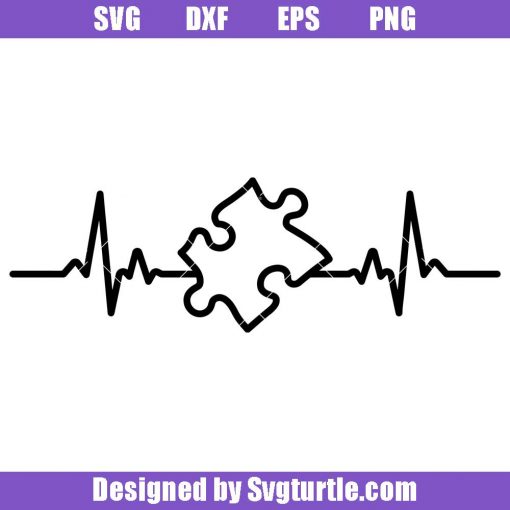 Heartbeat-autism-svg,-heartbeat-line-puzzle-piece-svg