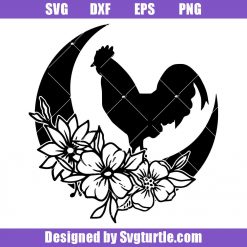 Rooster on Crescent Moon Svg