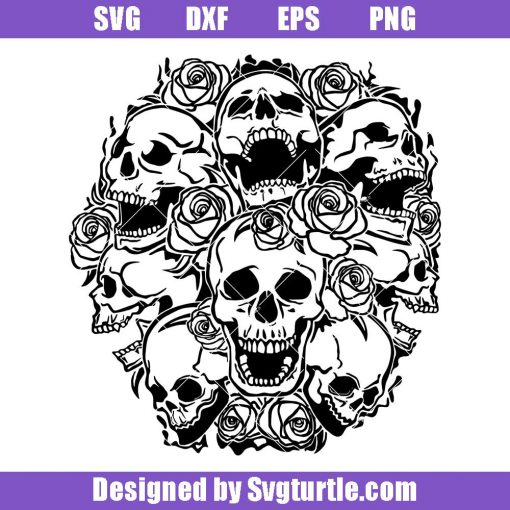 Skull-with-rose-svg,-skeleton-svg,-skull-ghost-svg,-skull-svg